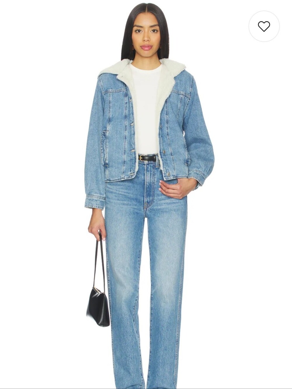 NWT Free People x We The Free Asher Cozy Denim Jacket In Snowdrift Wash-Size S